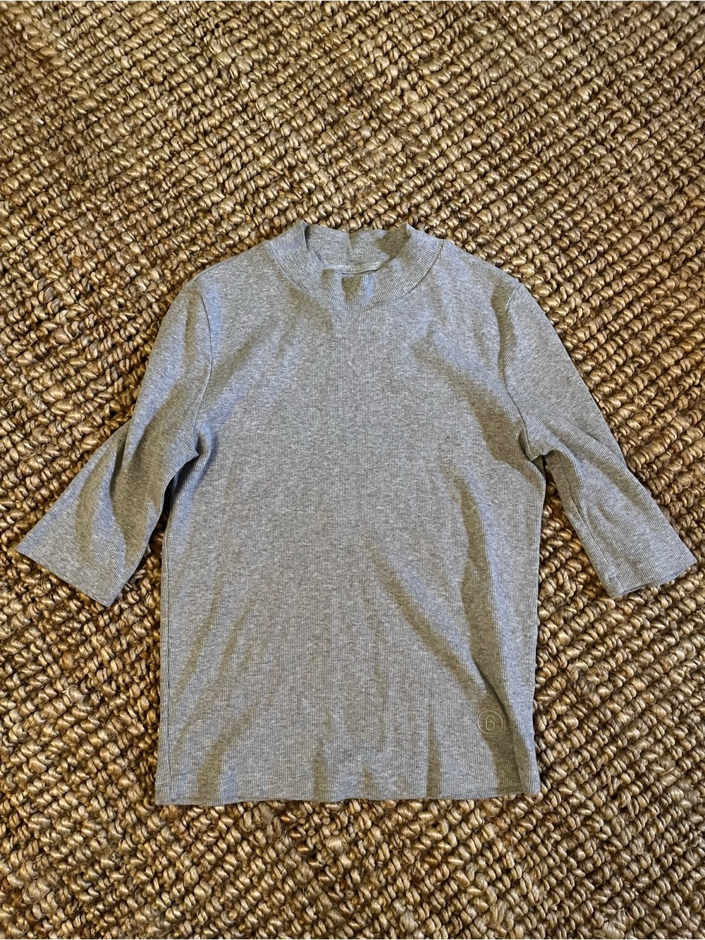 Maison Martin Margiela MM6 Light Grey Ribbed Mock Neck Top